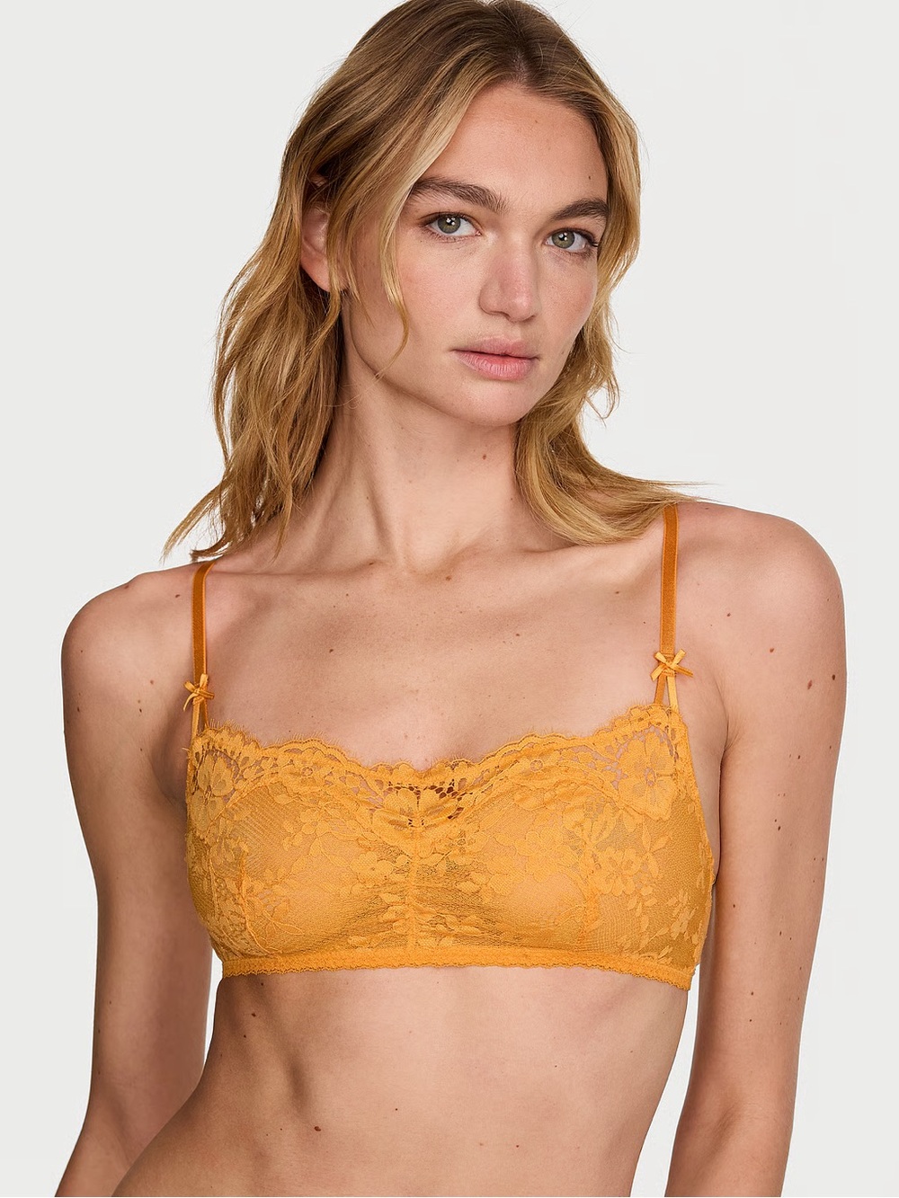 VS Dream Angels Lace Unlined Bralette Signal Yellow S